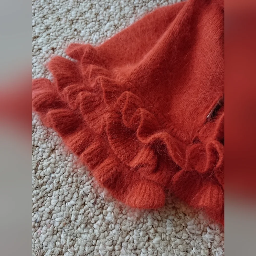 C.C orange color Ruffled angora Scarf